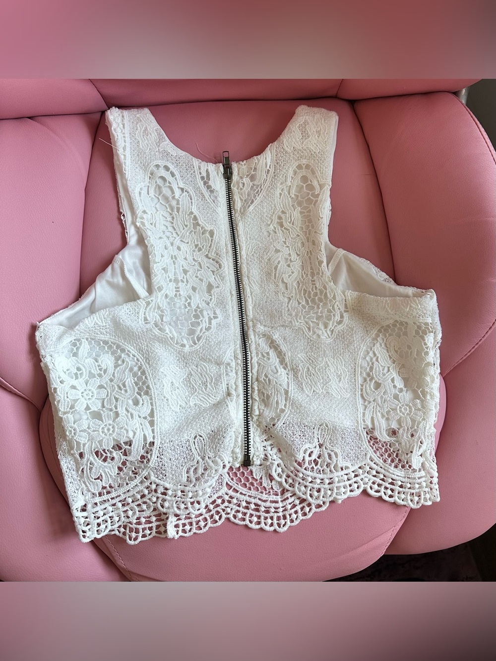 Lulu's White Lace Crochet Crop Top - Picture 6 of 8